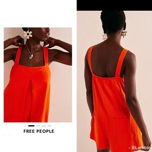 Free People Orange Square Neck Romper
